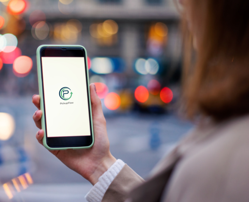 Parent using PickupFlow app on phone